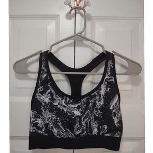 Champion Black & White Racer-Back Sports Bra Medium
